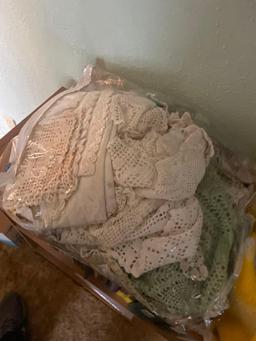 Assorted Vtg Blankets, doilies and Sheets