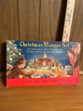 Vintage Litho Christmas Manger Set