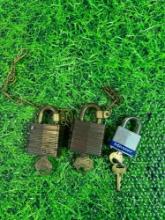 three locks with keys