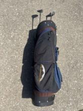 Sun Mountain golf bag with some clubs