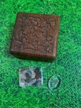 miscellaneous wooden box with stones and glass sketch
