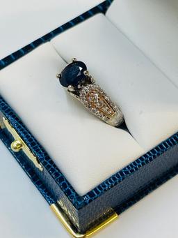 14KT WHITE AND ROSE GOLD 1.50CT SAPPHIRE AND 0.68CTW DIAMOND RING WITH APPRAISAL