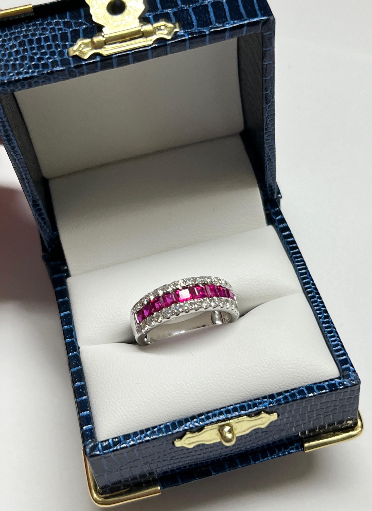 14KT WHITE GOLD 1.50CTW RUBY AND 0.90CTW DIAMOND RING WITH APPRAISAL