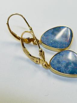 PAIR OF 14KT YELLOW GOLD OPAL EARRINGS WITH APPRAISAL