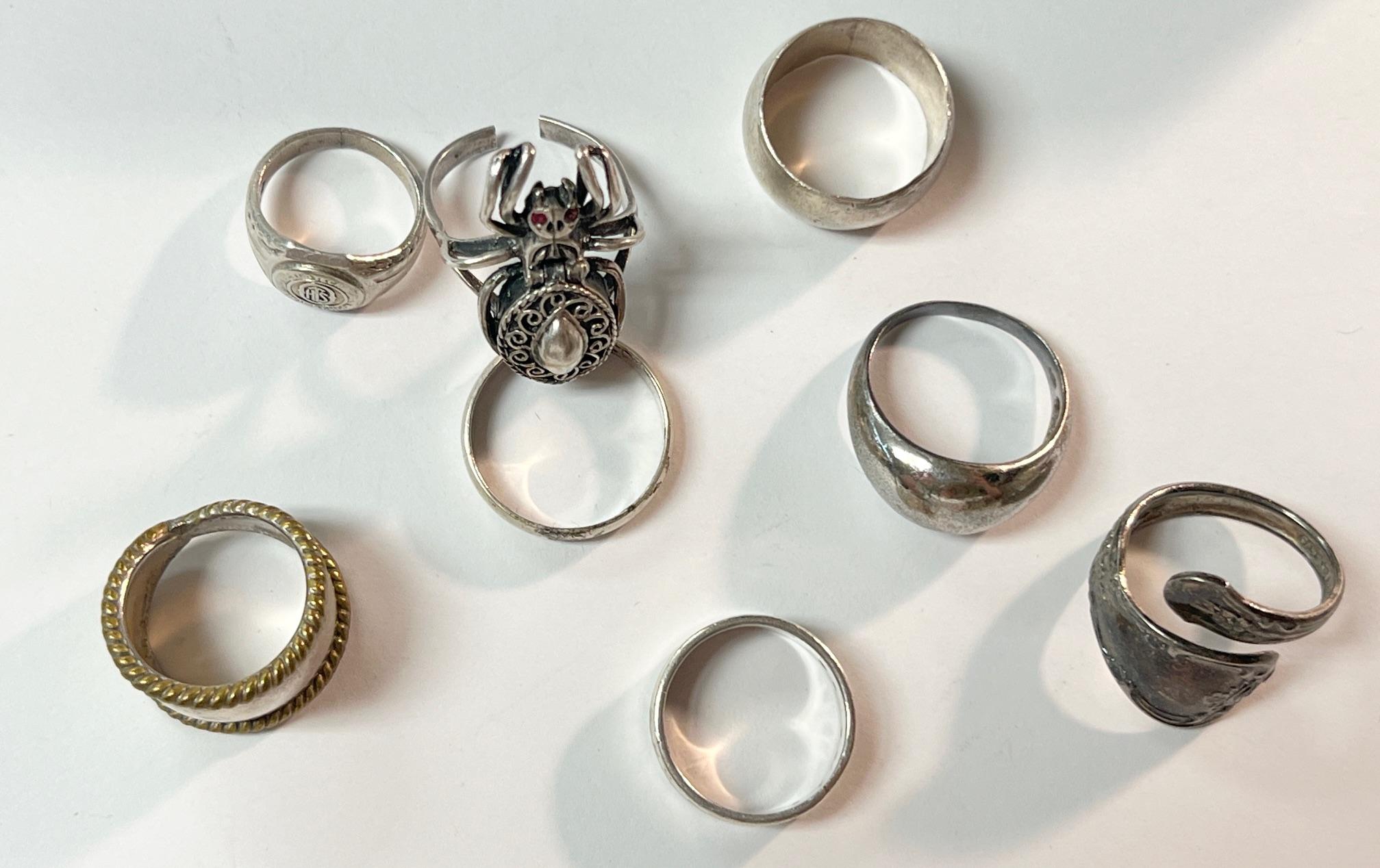 8PC STERLING SILVER RINGS