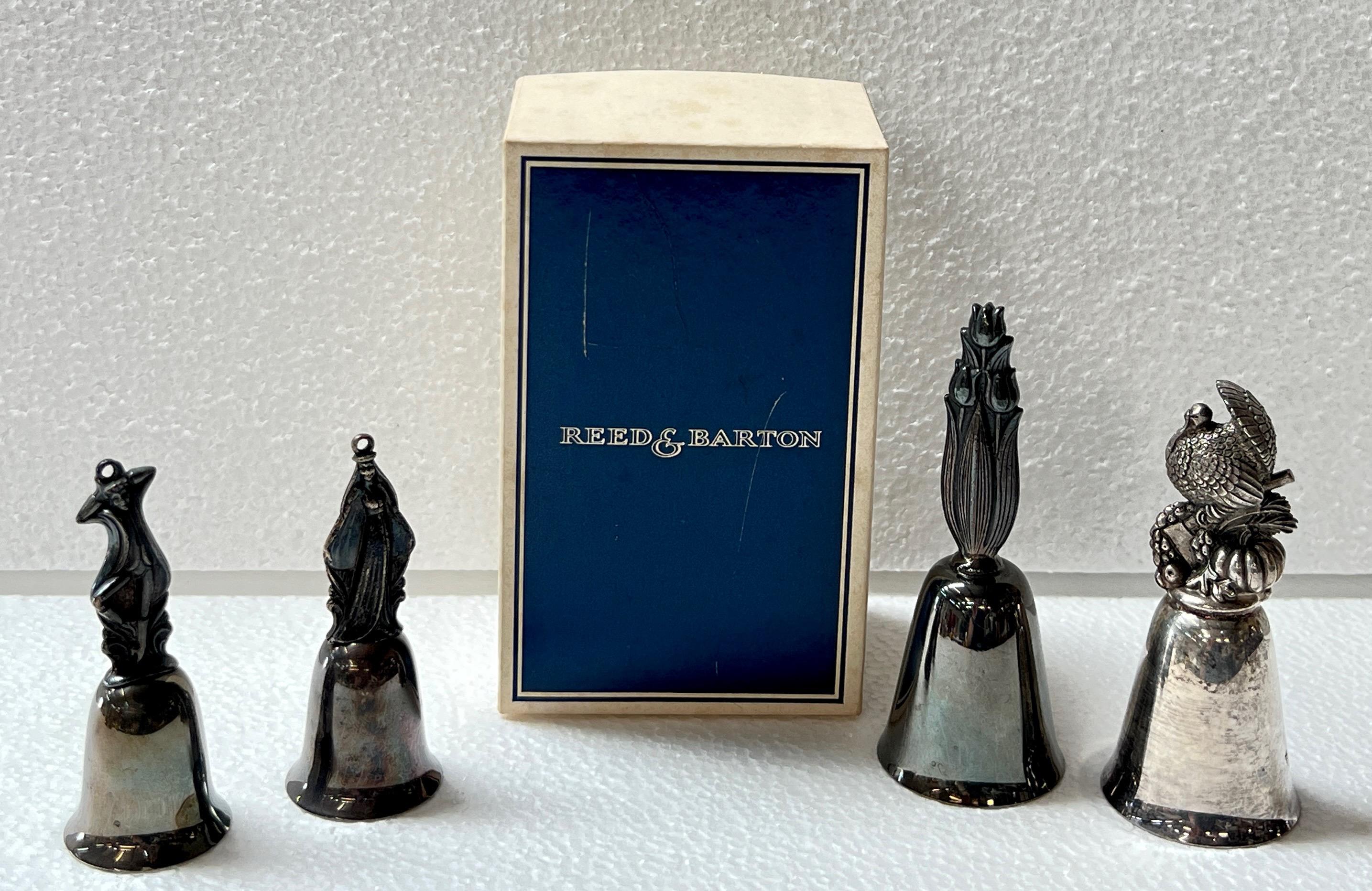 4PC REED AND BARTON SILVER PLATE BELLS