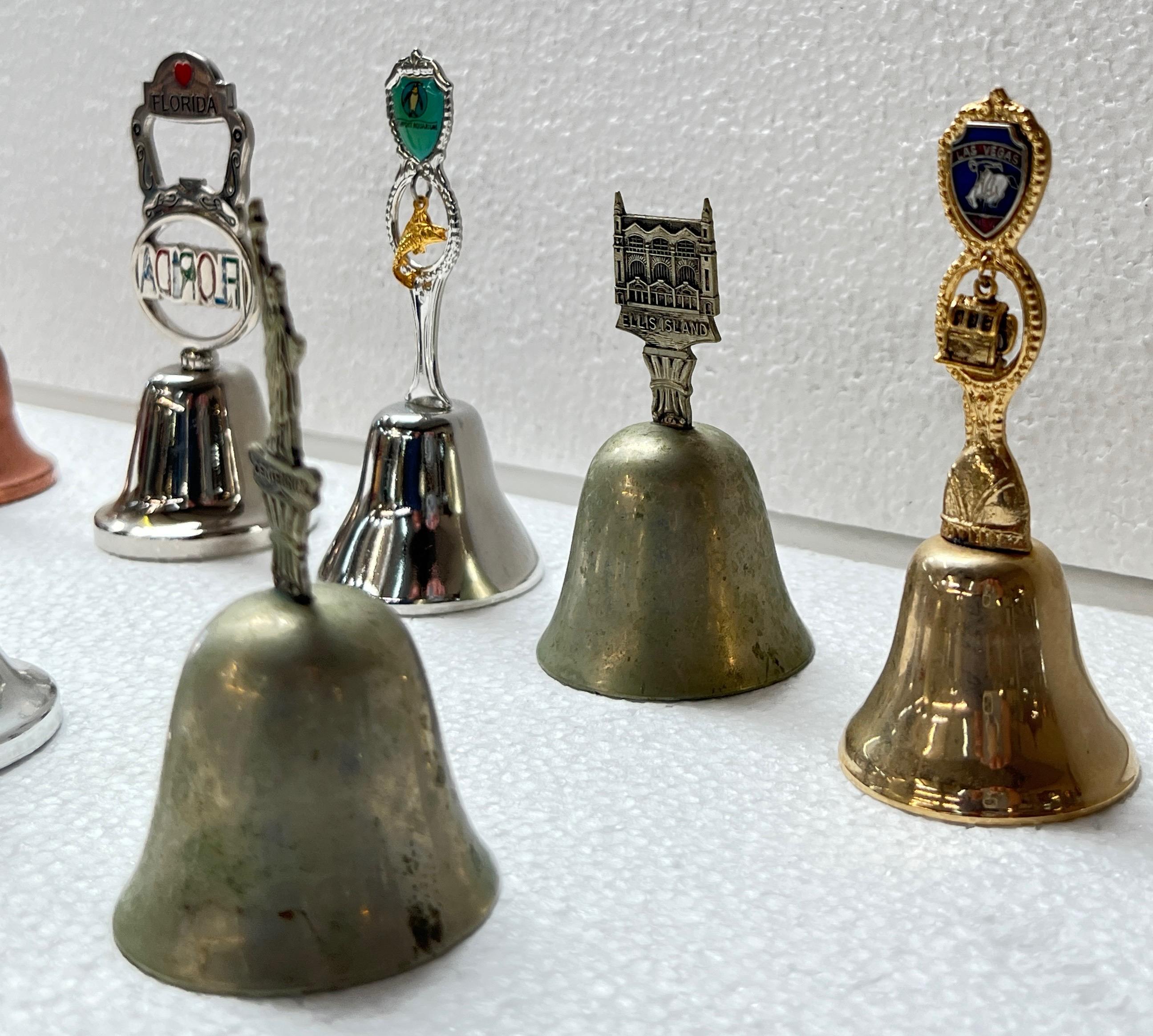 11PC BRASS, COPPER, SILVER PLATE AND METAL BELLS