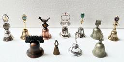 11PC BRASS, COPPER, SILVER PLATE AND METAL BELLS