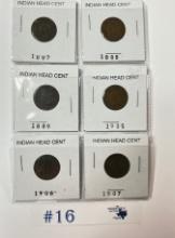 6PC INDIAN HEAD CENTS 1887 - 1907