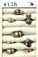 8PC STERLING SILVER RINGS