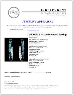 14K Gold 1.48ctw Diamond Earrings