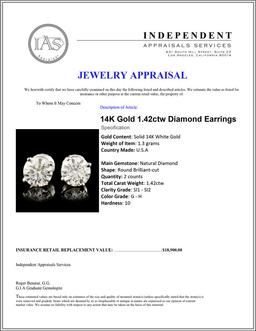 14K Gold 1.42ctw Diamond Earrings