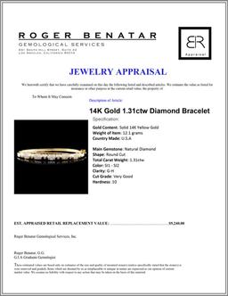 14K Gold 1.31ctw Diamond Bracelet