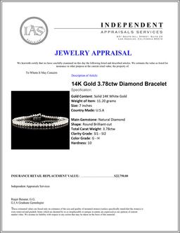 14K Gold 3.78ctw Diamond Bracelet