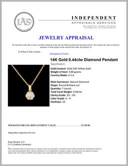 14K Gold 0.44ctw Diamond Pendant