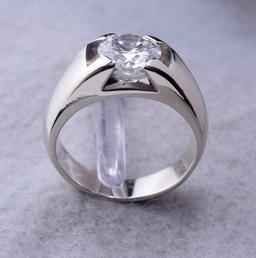 2.82 Carat Brilliant Cut Diamond Ring, 14k White Gold Mount, GIA Report In Photos