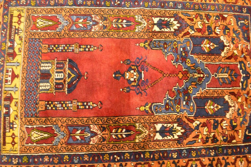 Hand Made Wool Prayer, 3'5" X 4'11" Rug, See Photos For Detail And Condition