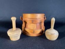 (2) Vintage hand carved butter pat press stamps-see photo's-