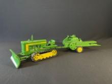 Johon Deere JD 420 crawler track tractor & John Deere hay baler