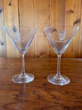 Set of 2 Pendleton Round up etched Martini Glasses