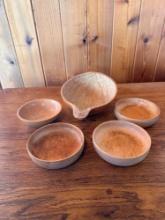 Set of 5 Wood Carved Bowls