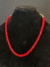 Sterling Silver and Coral Necklace
