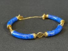 Blue stone with 10K Gold Link Bracelet