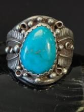 Very Large Sterling Silver and Turquoise Ring