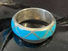 Sterling Silver and Turquoise Inlay Ring