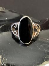 Vintage Sterling and Onyx Ring