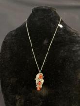 Antique Sterling Silver and Coral Pendant