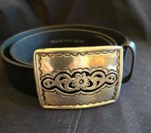 Black leather belt and Silpada nickel buckle,