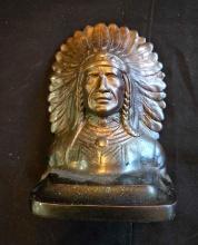 1-Heavy brass Indian Head bookend