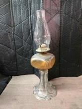 Vintage Oil lamp, aged amber glass