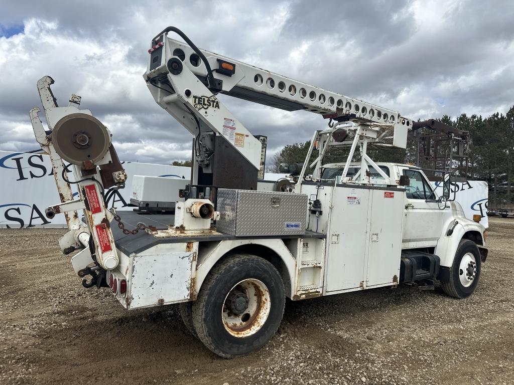 1998 Ford F800 T40 Cable Placer Bucket Truck