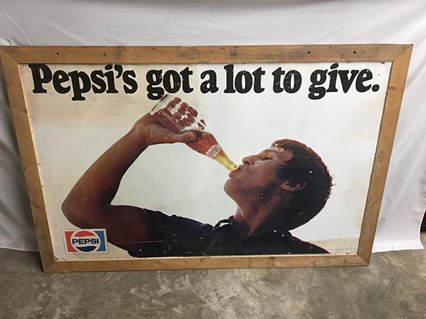 65  x 43 in. Vintage Pepsi Framed Sign, 2 sided
