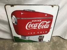 27 x 28 in. Vintage (2 sided) Porcelain Coca Cola Sign