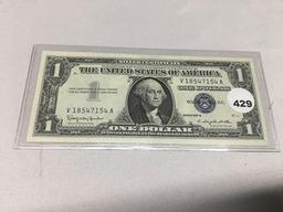 1957 B $1 Silver cert. Blue seal SER. V 18547154 A