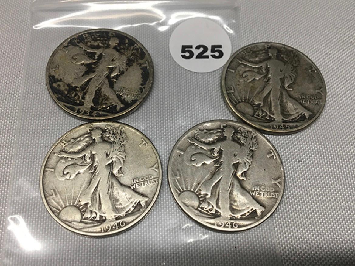 1934-S, 45, 46, 46-D Walking Liberty Half Dollars