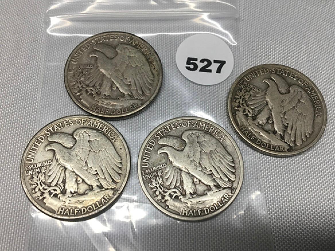 1939-S, 44, 45-D, 47-D Walking Liberty Half Dollars