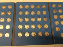 1916-1945 Partial Mercury Dime Book Less 1916-D, 21, 21-D (74 Coins Total)