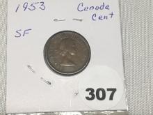 1953 Canada Cent Shoulder Fold variety