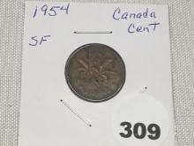 1954 Canada Cent Shoulder Fold variety
