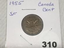 1955 Canada Cent Shoulder Fold variety