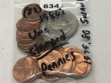 1979, 1980 Susan B Dollars & (23) Stamped 1980's Lincoln Cents