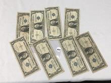 (8) Circulated 1957 Silver Certificate, (2) Are Star Notes
