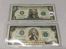 2003 $2 & 2006 $1 Hologram Bills