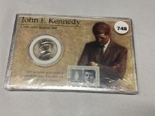J.F. Kennedy Coin & Stamp Set