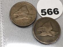 1858 S.L., L.L. Flying Eagle Cents
