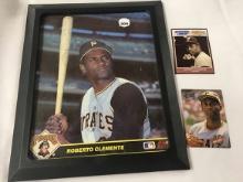 Roberto Clemente framed photo with Kenner